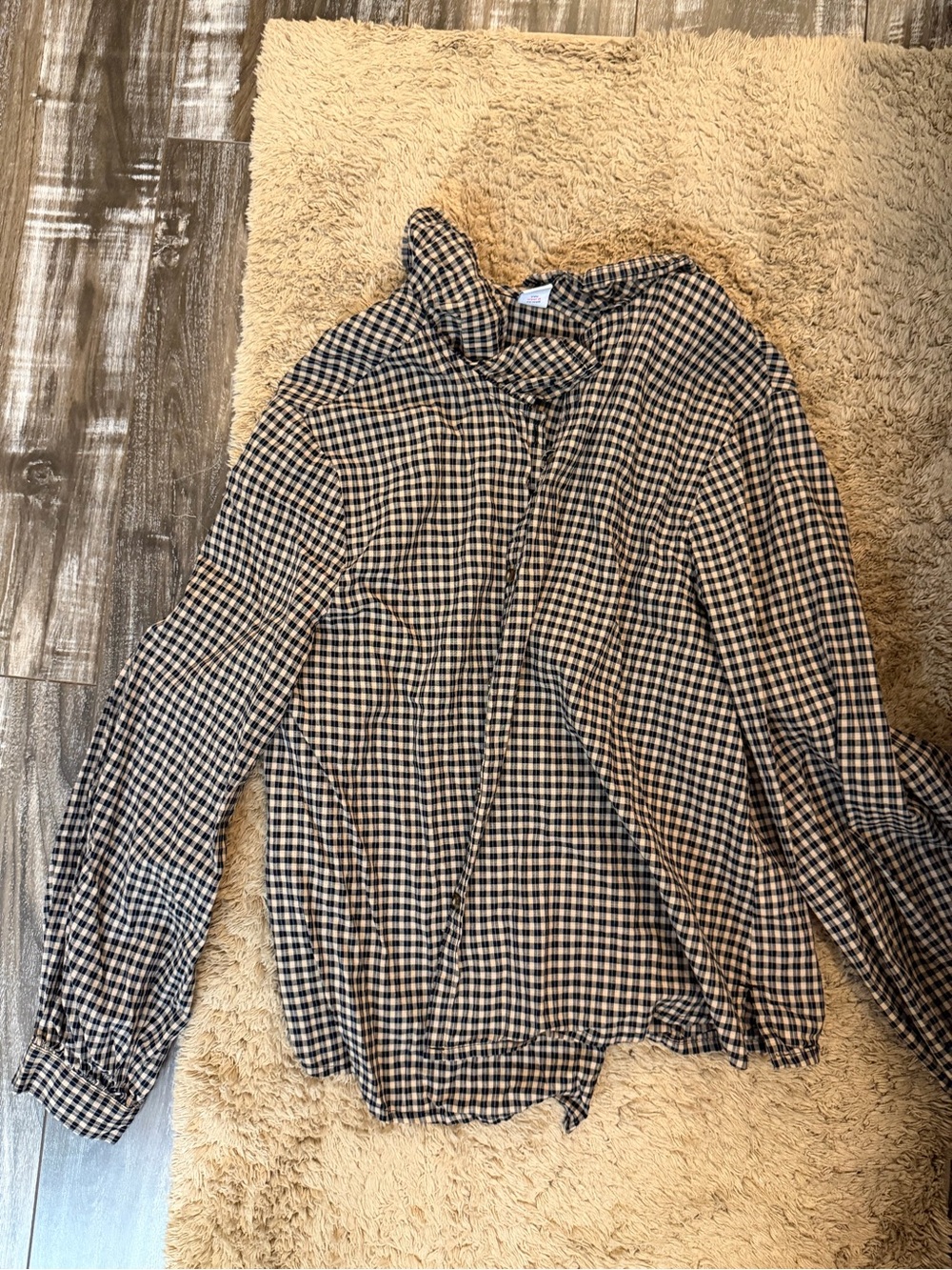 Old Navy Black and Cream Gingham Button-Down Shirt